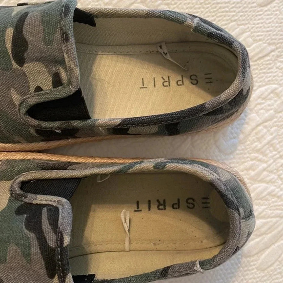 Esprit Nadeen Camo Slip-on Shoe Jute Edging Rubber Sole Textile Upper Flat 7.5 - Picture 8 of 9